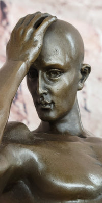 Bronze Male Nude Sculpture Bodybuilder Statue Signed Original Cesaro Gay Art