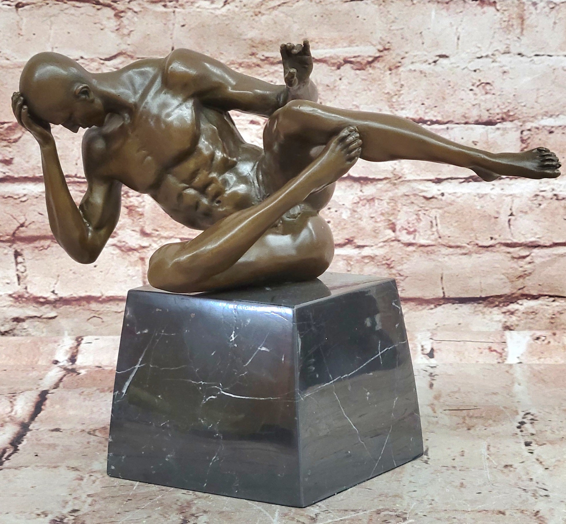 Bronze Male Nude Sculpture Bodybuilder Statue Signed Original Cesaro Gay Art