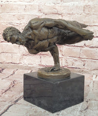 Signed Original Cesaro Abstract Modern Art Nude Male Handstand Bronze Sculpture