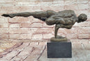 Signed Original Cesaro Abstract Modern Art Nude Male Handstand Bronze Sculpture