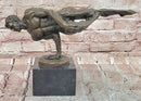 Signed Original Cesaro Abstract Modern Art Nude Male Handstand Bronze Sculpture