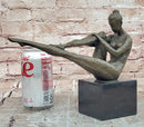 Bronze Sculpture Statue Woman Dancer Nude Marble Art Deco Rare Figure Ballet