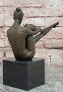 Bronze Sculpture Statue Woman Dancer Nude Marble Art Deco Rare Figure Ballet