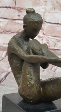 Bronze Sculpture Statue Woman Dancer Nude Marble Art Deco Rare Figure Ballet