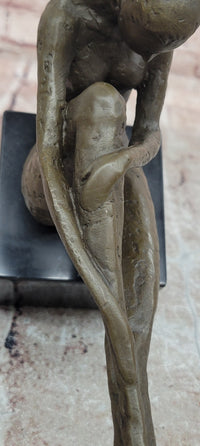 Bronze Sculpture Statue Woman Dancer Nude Marble Art Deco Rare Figure Ballet