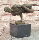 Bronze Bodybuilder Sculpture – Male Nude Art on Marble Base Signed Cesaro