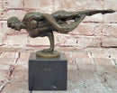 Bronze Bodybuilder Sculpture – Male Nude Art on Marble Base Signed Cesaro