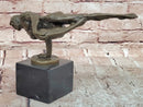 Bronze Bodybuilder Sculpture – Male Nude Art on Marble Base Signed Cesaro
