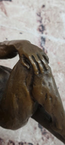 Bronze Bodybuilder Sculpture – Male Nude Art on Marble Base Signed Cesaro