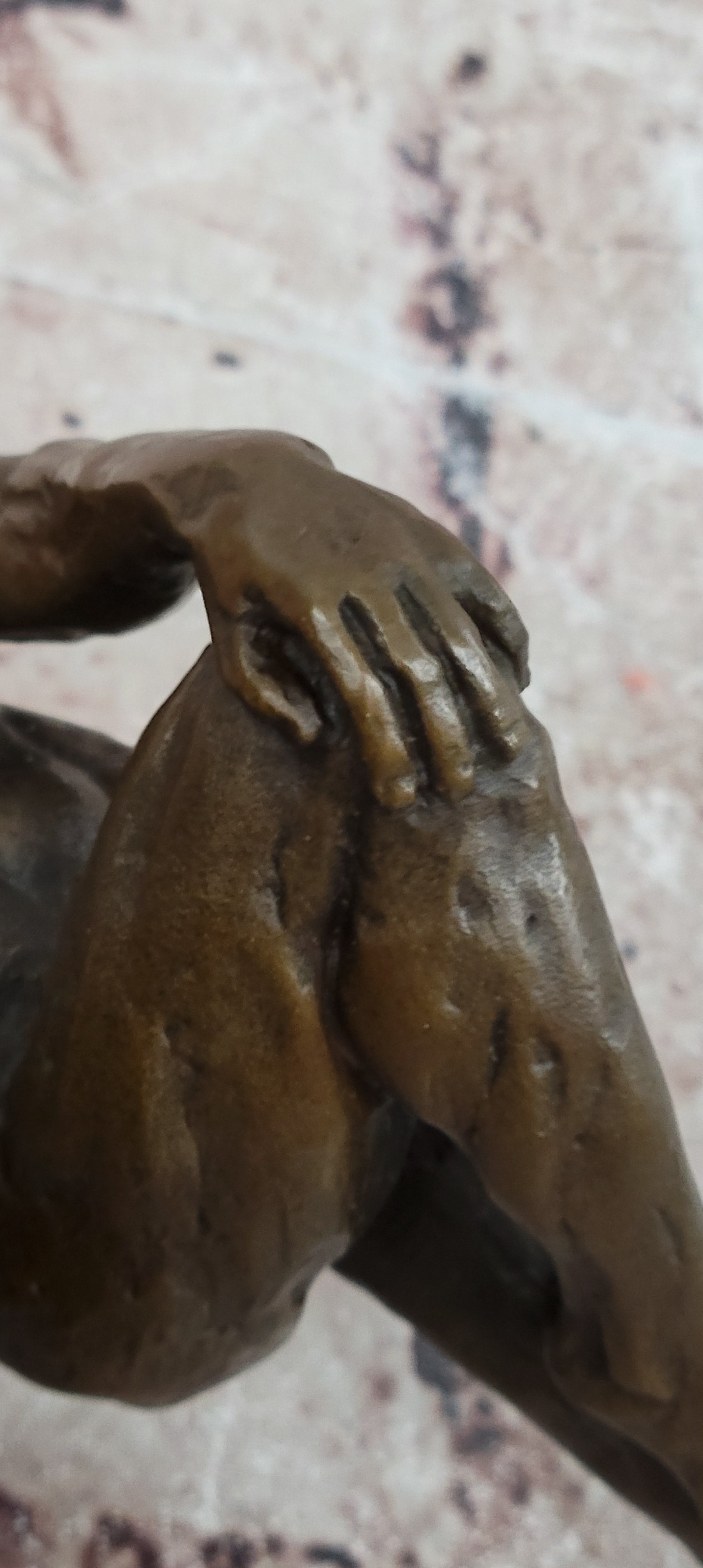 Bronze Bodybuilder Sculpture – Male Nude Art on Marble Base Signed Cesaro