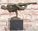 Bronze Bodybuilder Sculpture – Male Nude Art on Marble Base Signed Cesaro