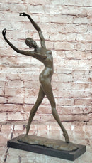 Luxury Bronze Sculpture of a Dancer in Perfect Motion Singed Cesaro Figurine
