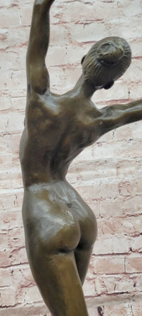 Luxury Bronze Sculpture of a Dancer in Perfect Motion Singed Cesaro Figurine