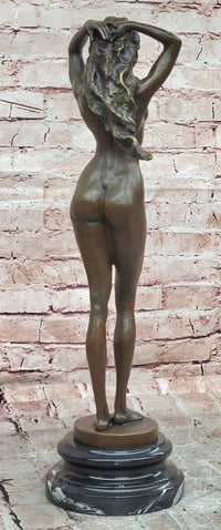 Signed Original Cesaro Sensual Female Form Real Bronze Figurine on Marble Base