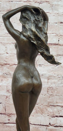 Signed Original Cesaro Sensual Female Form Real Bronze Figurine on Marble Base