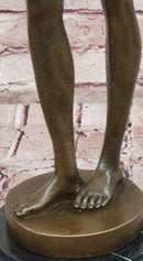 Signed Original Cesaro Sensual Female Form Real Bronze Figurine on Marble Base