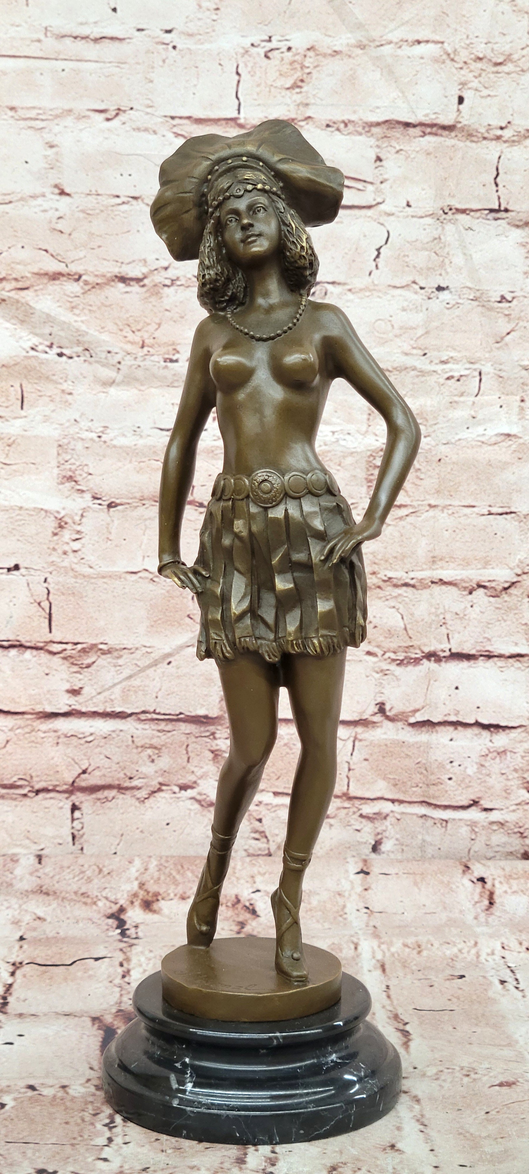 Art Deco Stylish Young Woman Bronze Sculpture by Josef Lorenzl Statue Figure