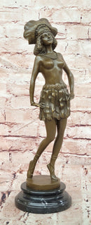 Art Deco Stylish Young Woman Bronze Sculpture by Josef Lorenzl Statue Figure