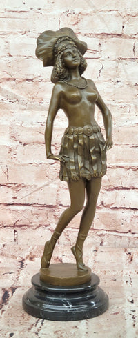 Art Deco Stylish Young Woman Bronze Sculpture by Josef Lorenzl Statue Figure