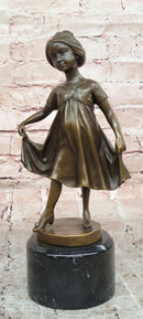 Signed Original Milo Young Girl with Beautiful Dress Dancing Genuine Bronze Sculpture