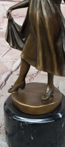 Signed Original Milo Young Girl with Beautiful Dress Dancing Genuine Bronze Sculpture