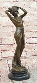 Bronze Wood Nymph Statue: Forest Goddess Sculpture Art Nouveau Style by Milo