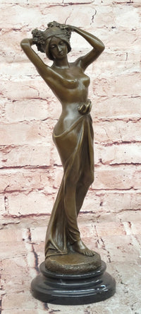 Bronze Wood Nymph Statue: Forest Goddess Sculpture Art Nouveau Style by Milo
