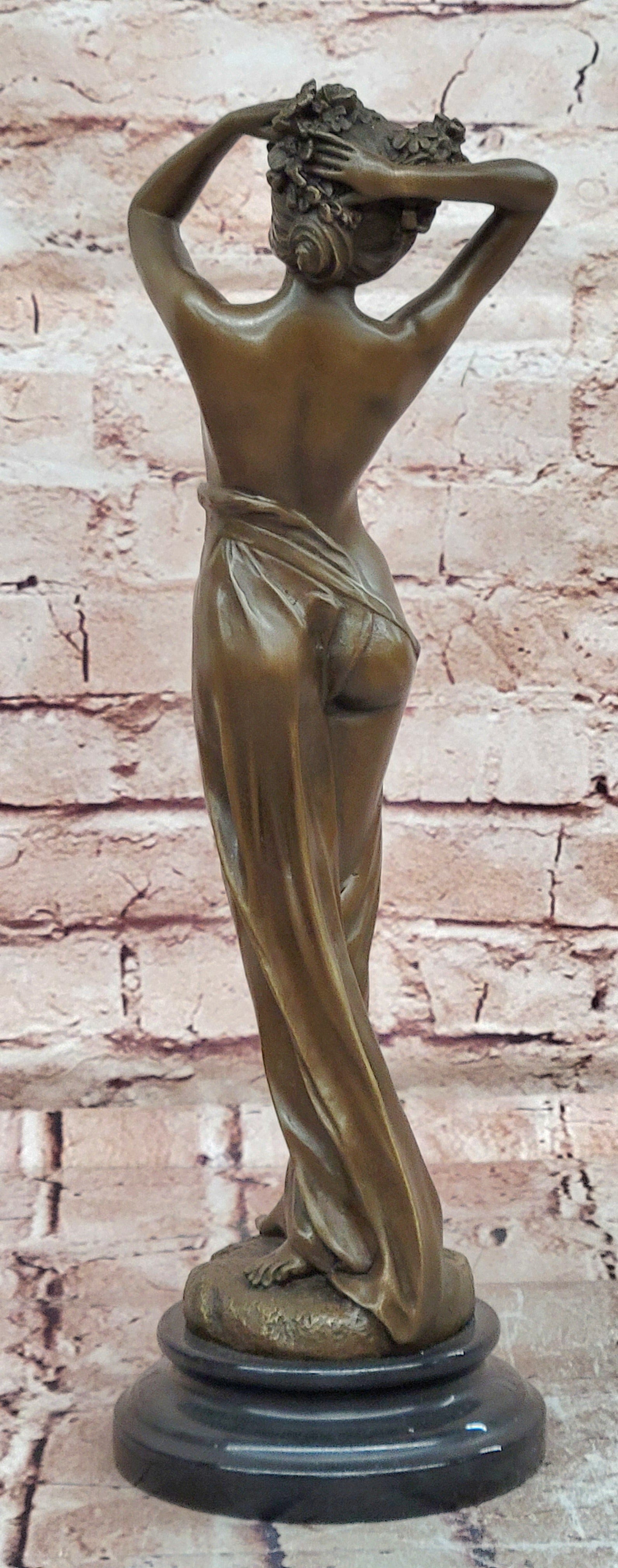 Bronze Wood Nymph Statue: Forest Goddess Sculpture Art Nouveau Style by Milo