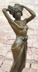 Bronze Wood Nymph Statue: Forest Goddess Sculpture Art Nouveau Style by Milo