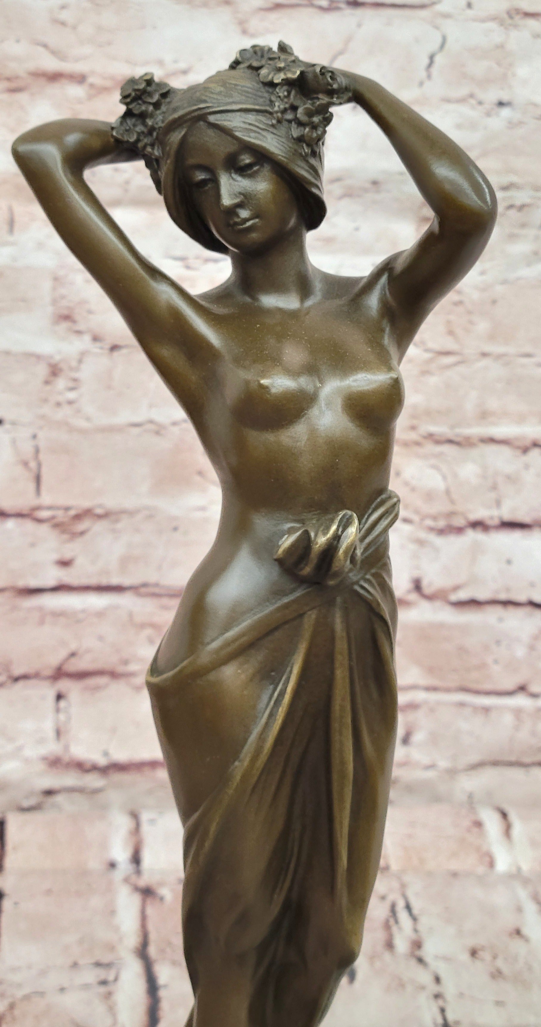 Bronze Wood Nymph Statue: Forest Goddess Sculpture Art Nouveau Style by Milo