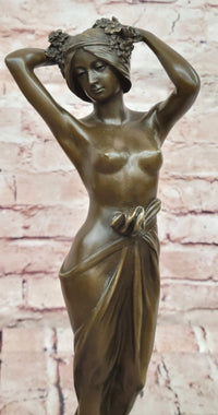 Bronze Wood Nymph Statue: Forest Goddess Sculpture Art Nouveau Style by Milo