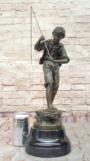 Bronze Sculpture of Boy Fishing by Rancoulet