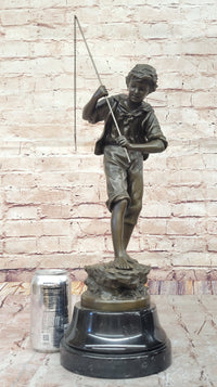 Bronze Sculpture of Boy Fishing by Rancoulet