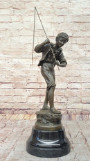 Bronze Sculpture of Boy Fishing by Rancoulet