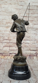 Bronze Sculpture of Boy Fishing by Rancoulet