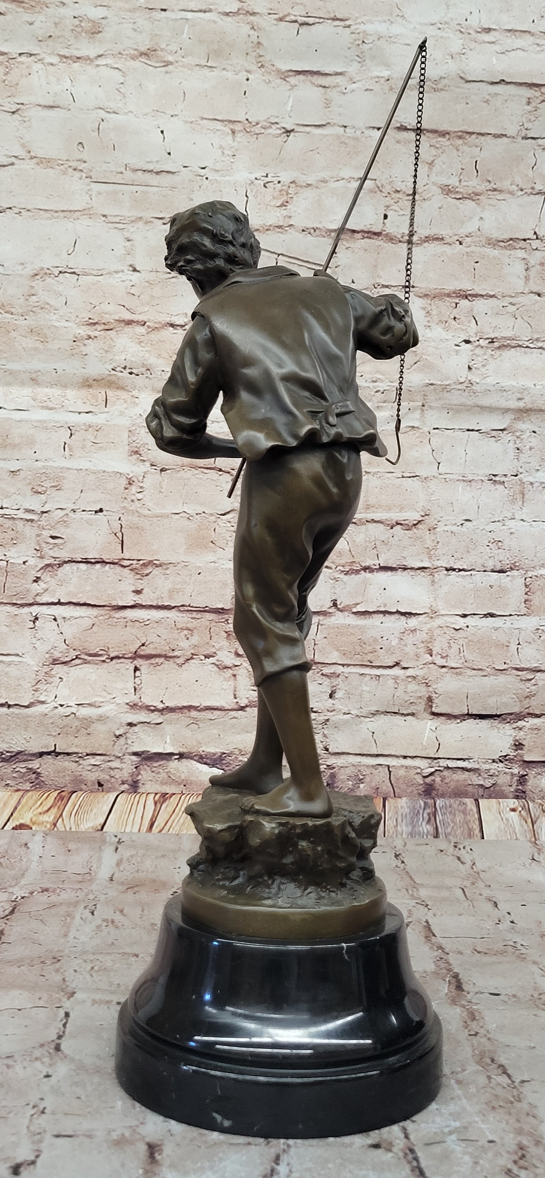 Bronze Sculpture of Boy Fishing by Rancoulet
