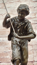 Bronze Sculpture of Boy Fishing by Rancoulet