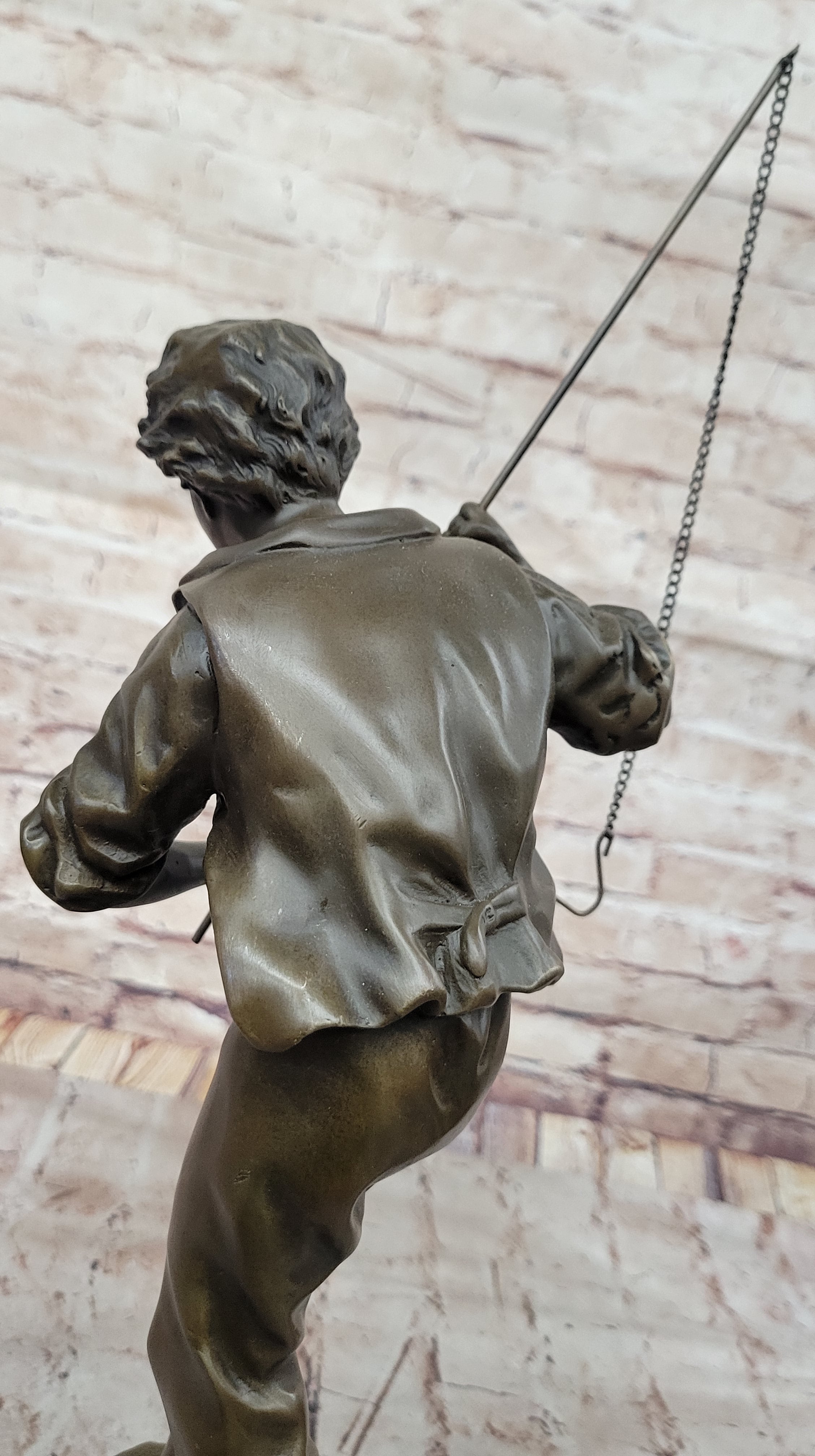 Bronze Sculpture of Boy Fishing by Rancoulet