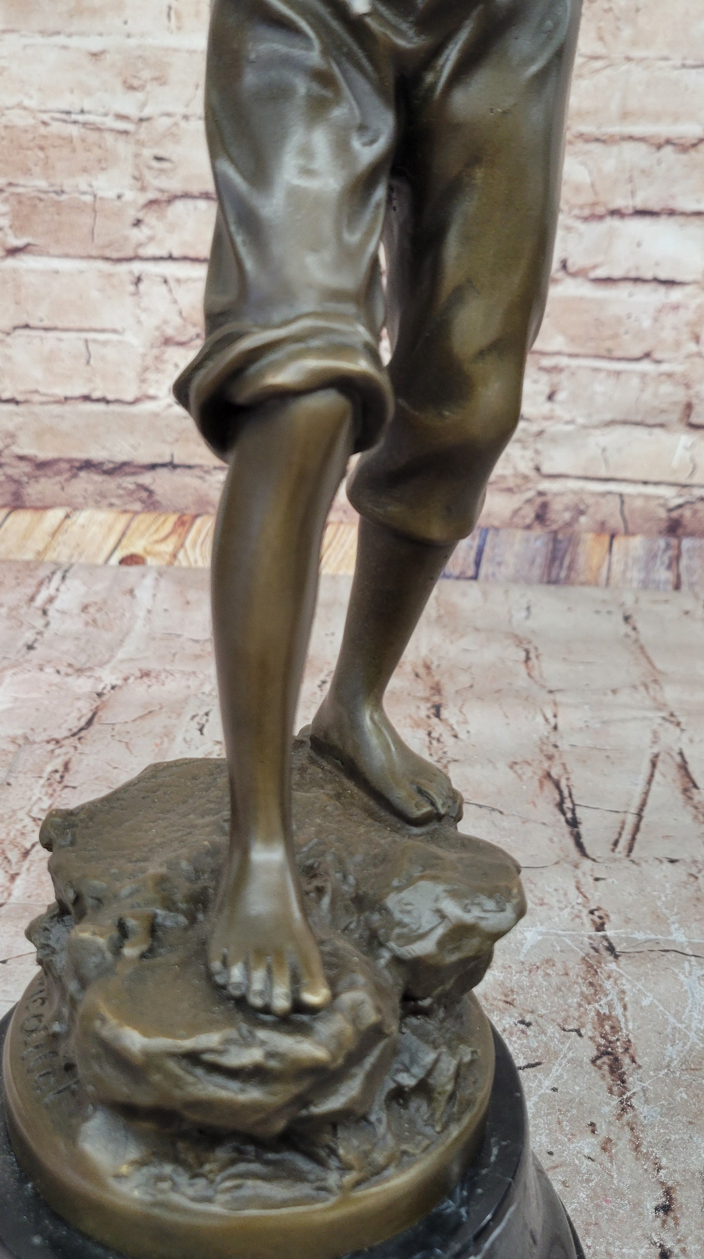 Bronze Sculpture of Boy Fishing by Rancoulet
