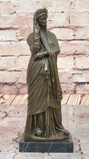 Draped Woman Bronze Sculpture on Marble Base by Jean Patoue
