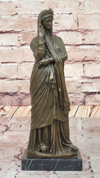 Draped Woman Bronze Sculpture on Marble Base by Jean Patoue