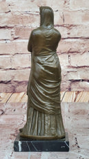 Draped Woman Bronze Sculpture on Marble Base by Jean Patoue
