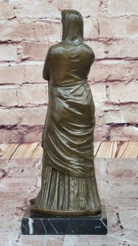 Draped Woman Bronze Sculpture on Marble Base by Jean Patoue