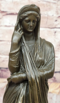 Draped Woman Bronze Sculpture on Marble Base by Jean Patoue