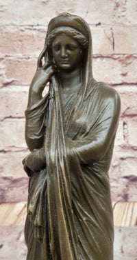 Draped Woman Bronze Sculpture on Marble Base by Jean Patoue