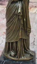 Draped Woman Bronze Sculpture on Marble Base by Jean Patoue