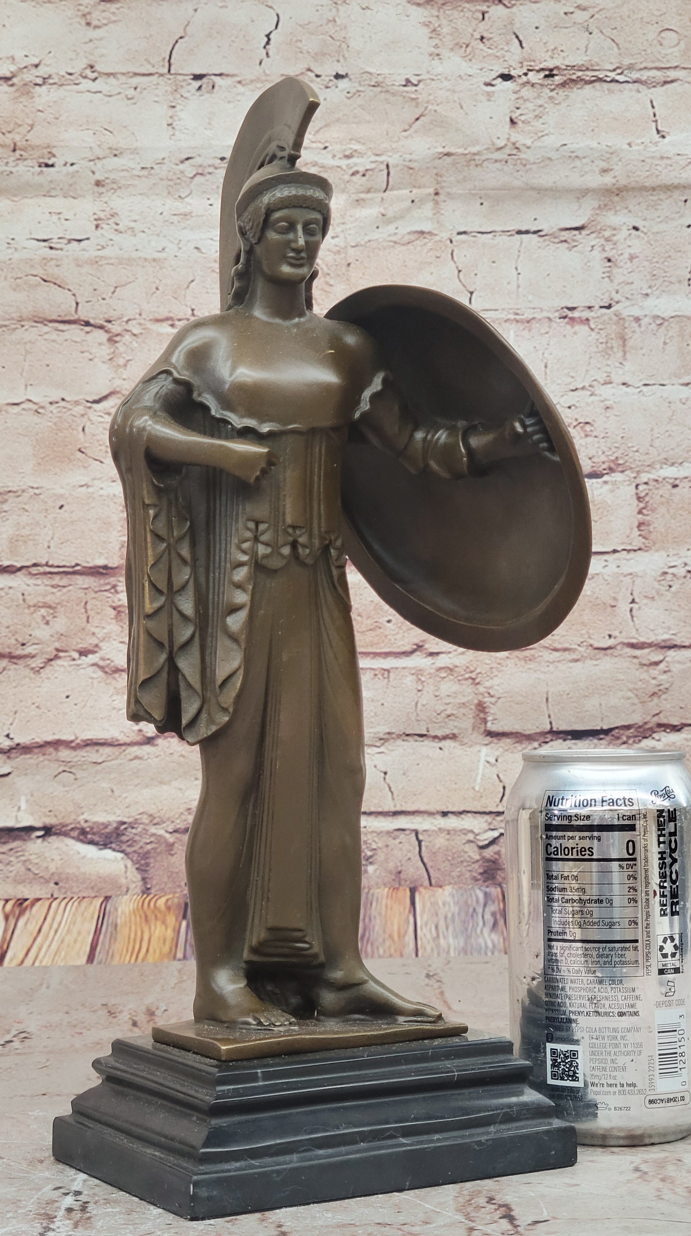 Bronze Sculpture of Athena with Shield and Helmet by Milo