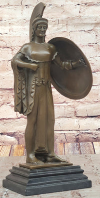 Bronze Sculpture of Athena with Shield and Helmet by Milo