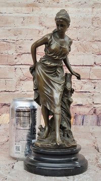 Young Woman in Flowing Gown Bronze Sculpture A. Carrier