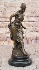 Young Woman in Flowing Gown Bronze Sculpture A. Carrier